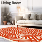 Crimson Abstract Maze Lines Rug