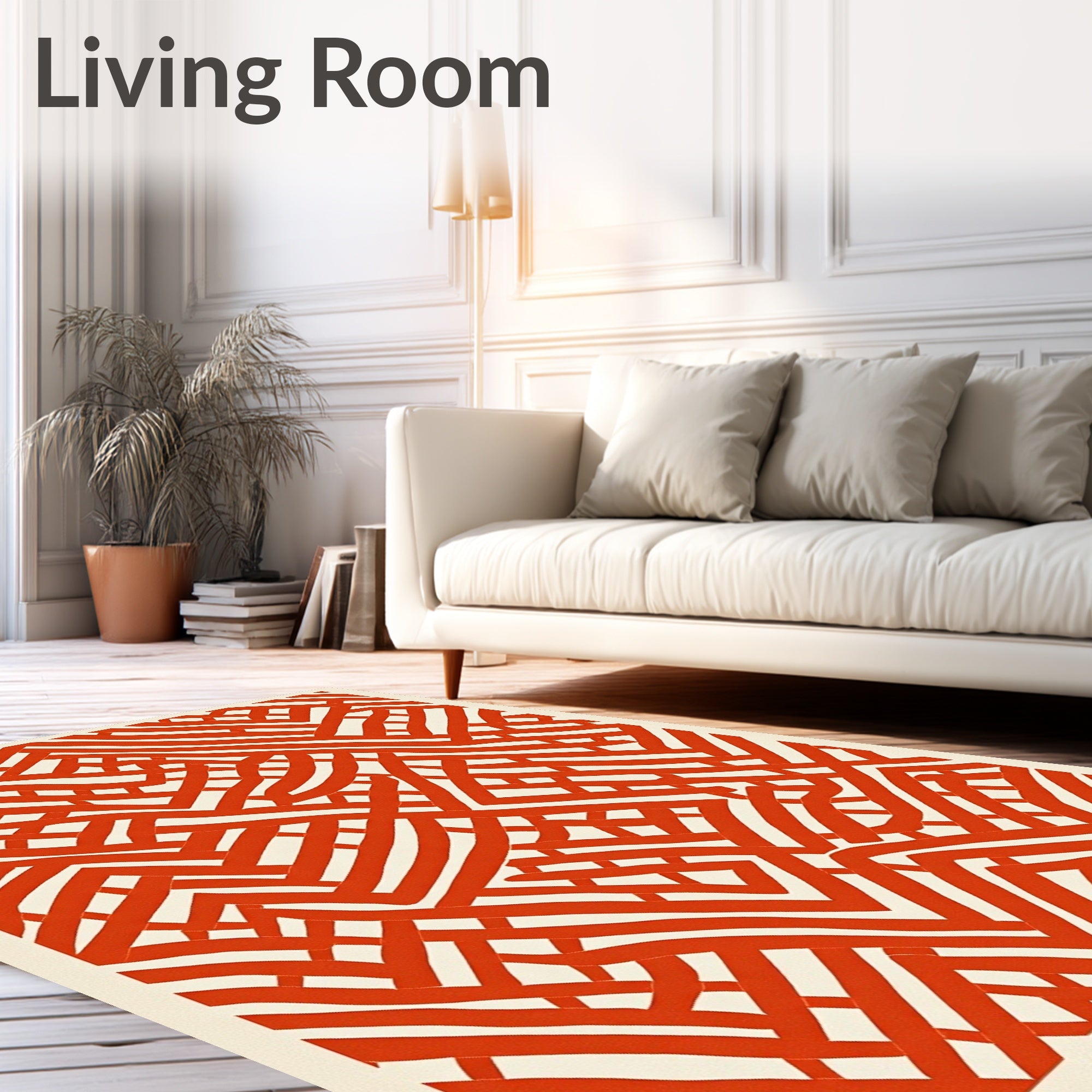 Crimson Abstract Maze Lines Rug