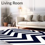 Navy White Interlocking Chevron Rug