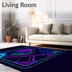 Retro Cyber Circuits Futuristic Tech Display Rug
