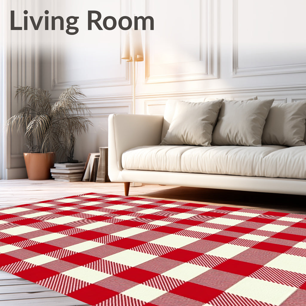 Classic Red and Cream Buffalo Plaid Rug