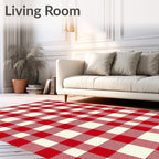Classic Red and Cream Buffalo Plaid Rug