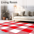 Bold Red White Gingham Check Rug