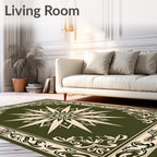 Ornate Olive Sunburst Star Rug