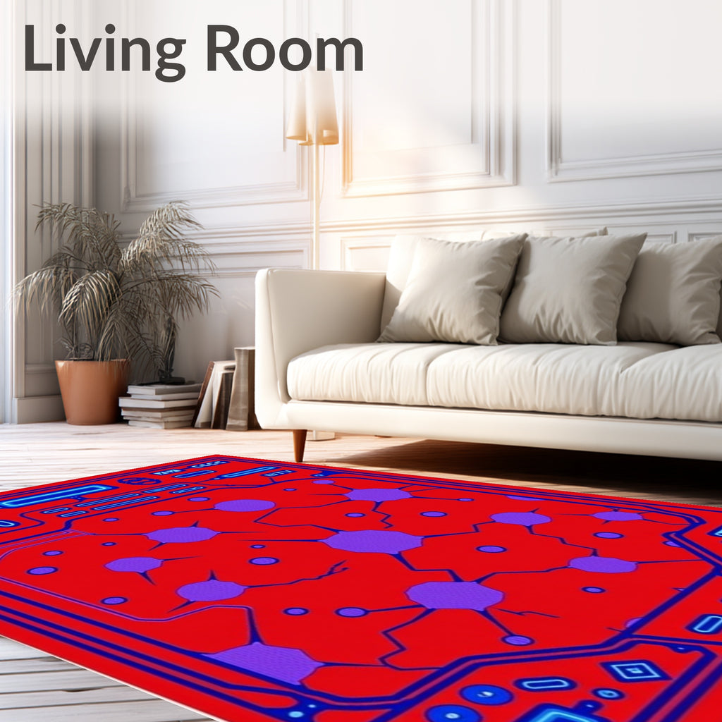 Retro Cyberpunk Circuit Board Rug