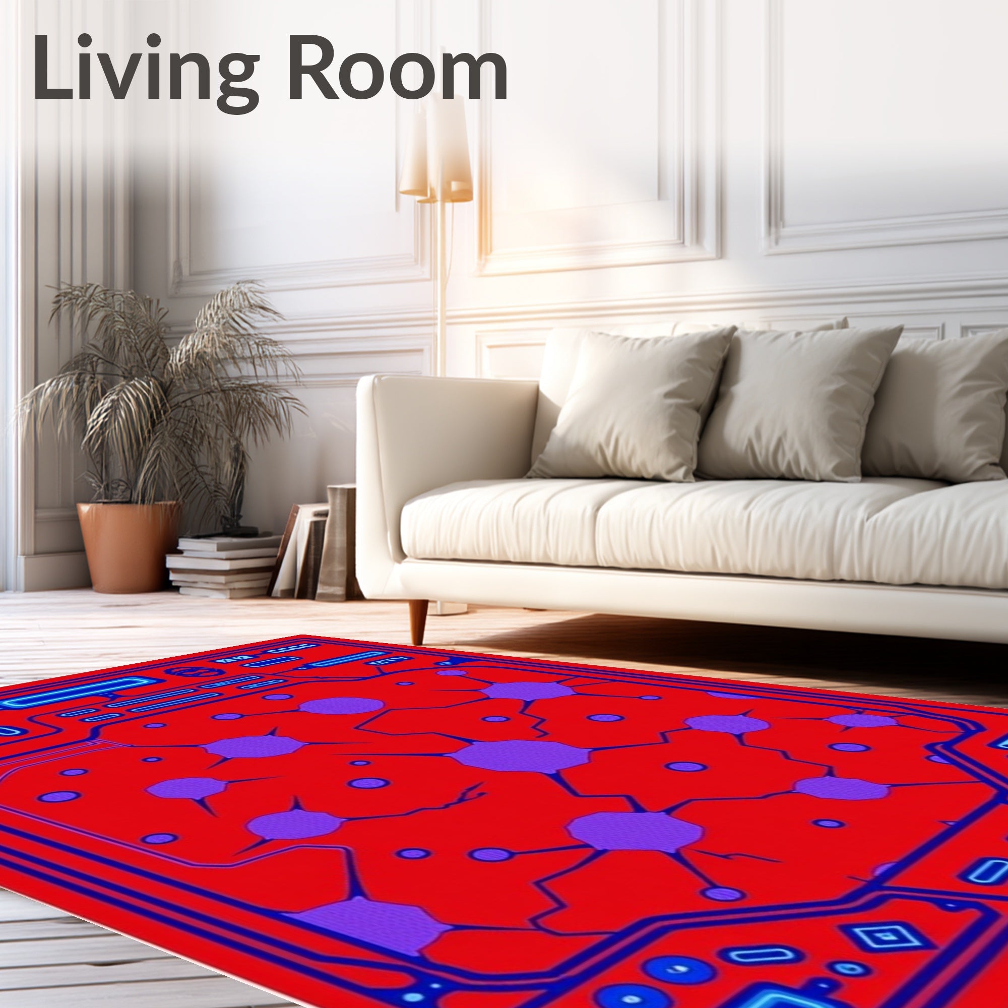 Retro Cyberpunk Circuit Board Rug