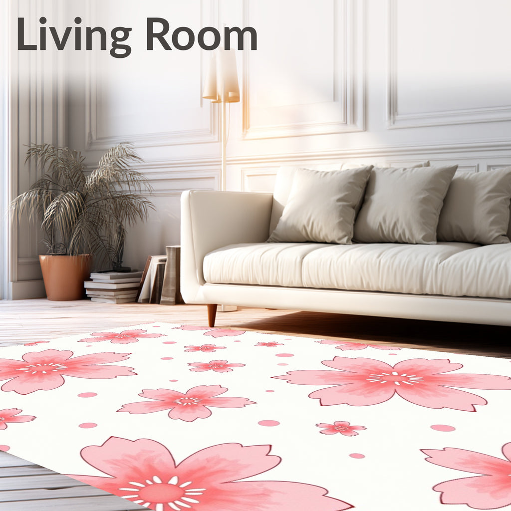 Pink Cherry Blossom Dots Rug