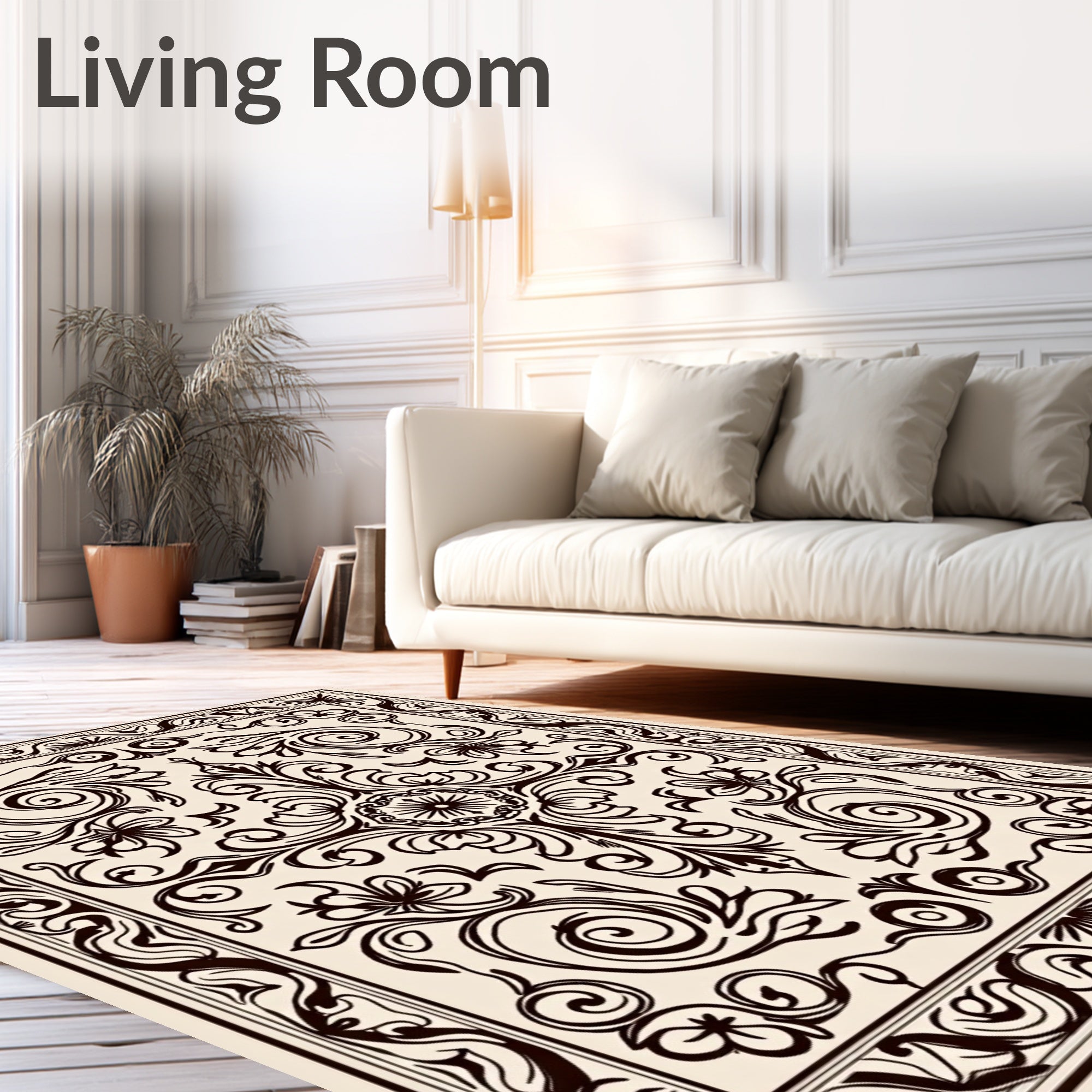 Vintage Floral Scrollwork Border Rug