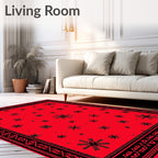 Crimson Snowflake Scattered Border Rug