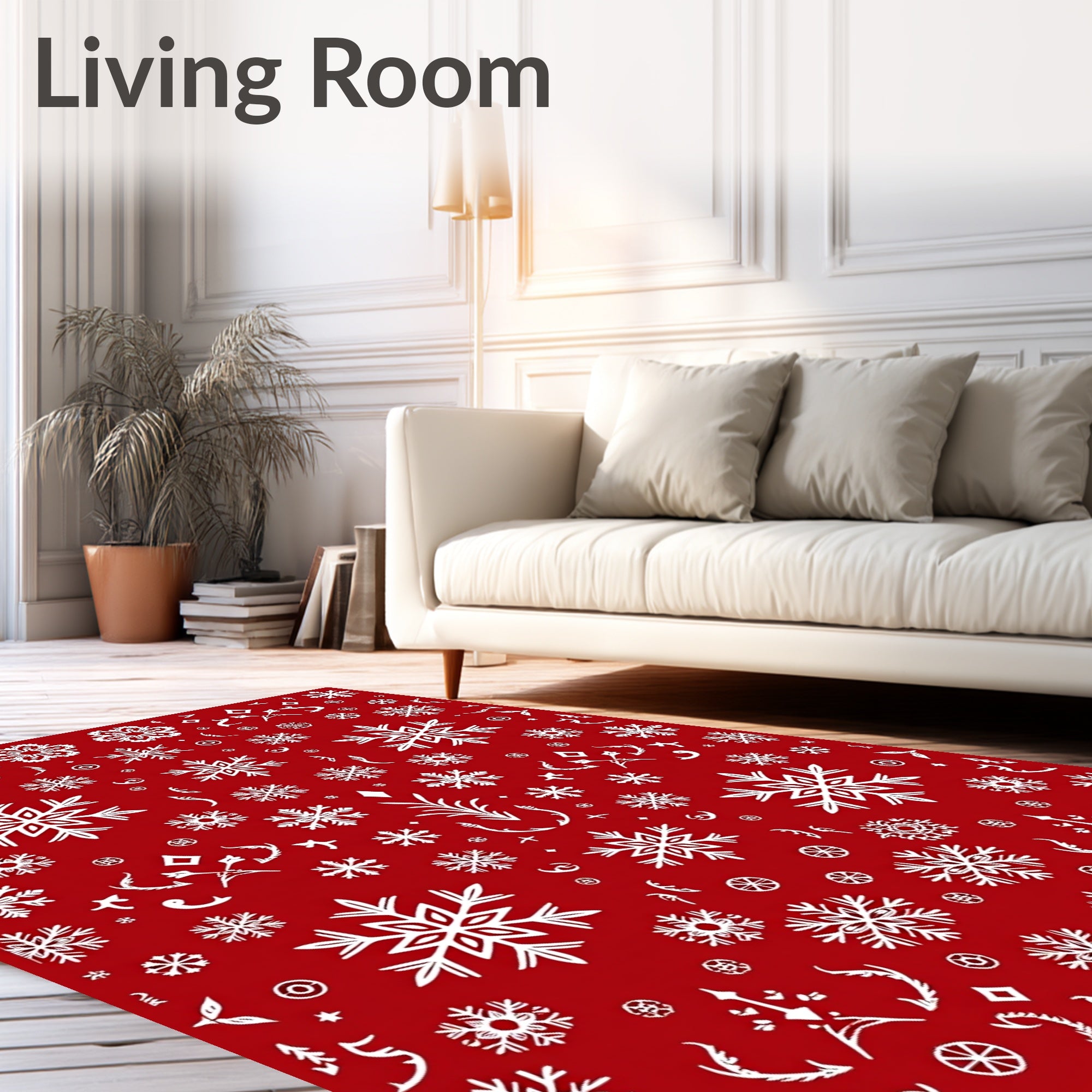 Festive Red Snowflake Collection Rug