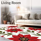 Enchanting Red Floral Woodland Sprigs Rug