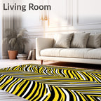Bold Yellow Black White Jagged Stripes Rug