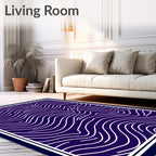 Deep Blue White Swirling Line Rug