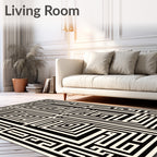 Black Cream Geometric Maze Rug