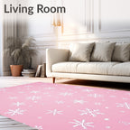 Whimsical Pink Snowflake Shower Rug