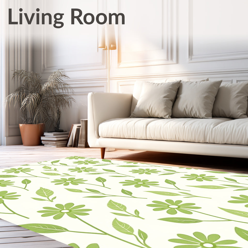 Spring Green Floral Vine Rug