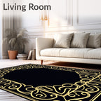 Gold Floral Frame on Black Rug