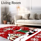 Holiday Santa Snowflakes Village Scene Rug