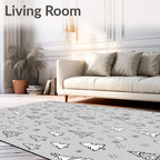 Winter Woodland Pine Trees Snowflakes Rug