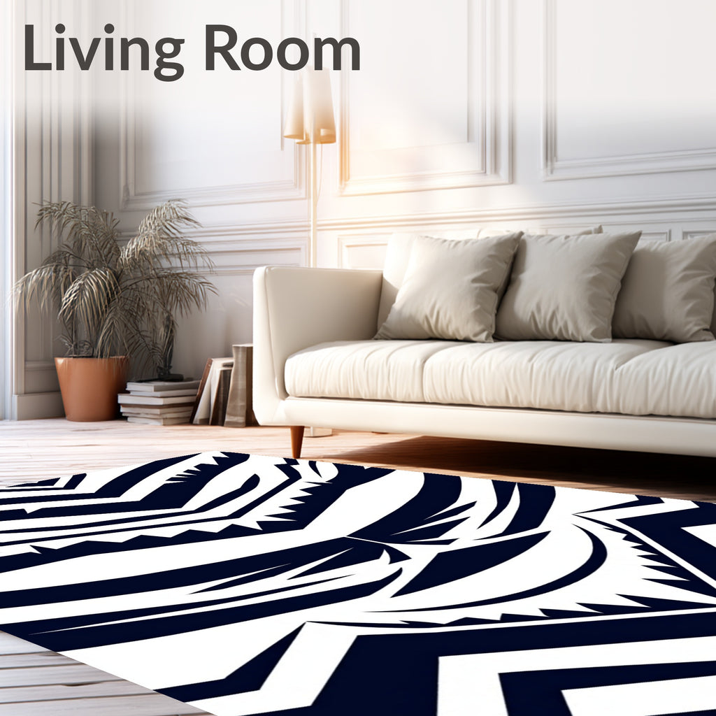 Bold Navy Tribal Stripes Rug