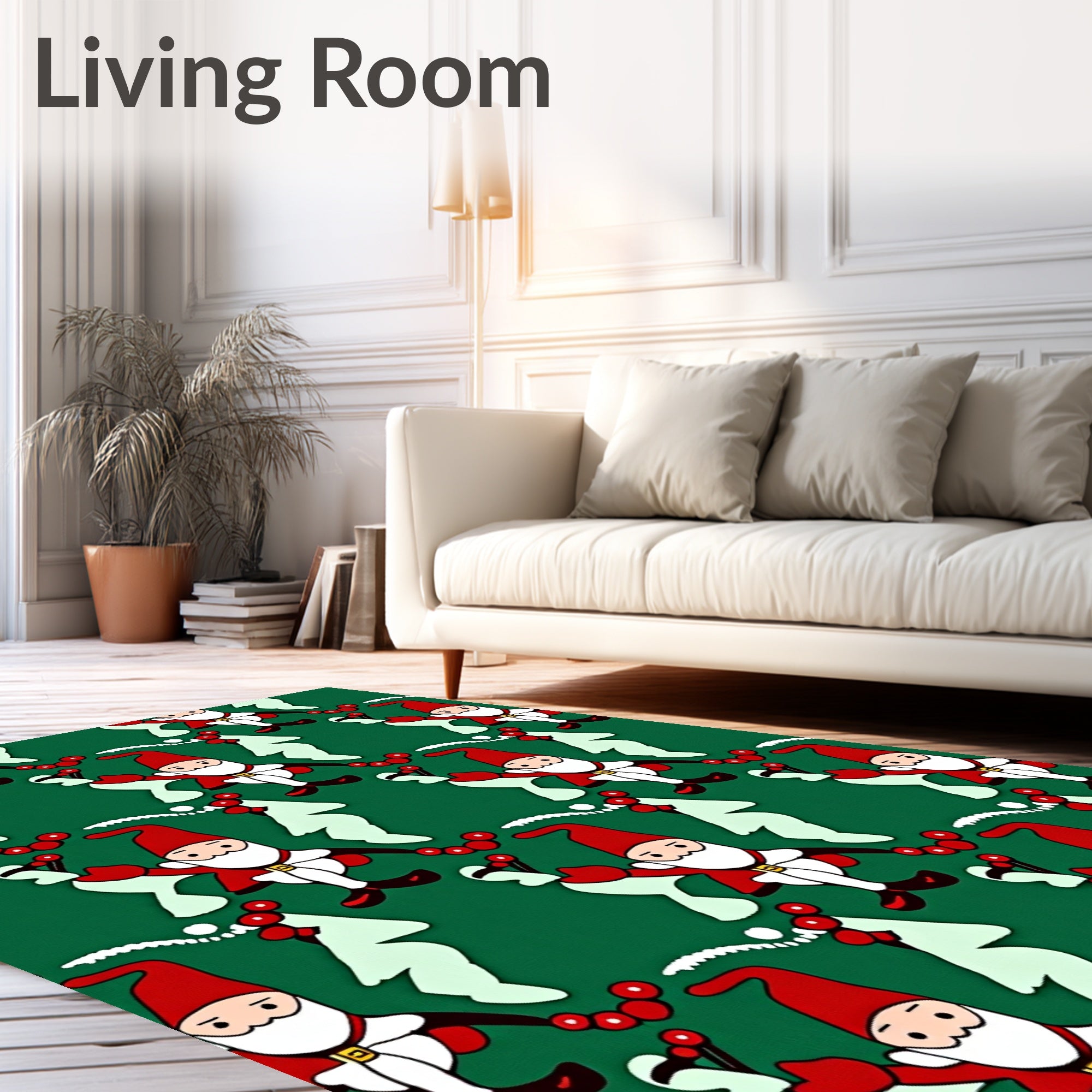 Festive Green Gnome Christmas Repeating Layout Rug