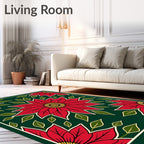 Crimson Floral Garden Poinsettia Rug