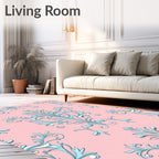 Ornate Aqua Floral Rococo Rug