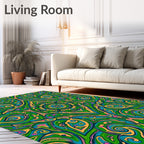 Vibrant Emerald Teal Psychedelic Swirl Rug