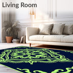Bright Chartreuse Floral Mandala Rug