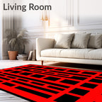 Bold Red Linear Grid Rug