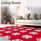 Crimson Snowflakes All Over Rug