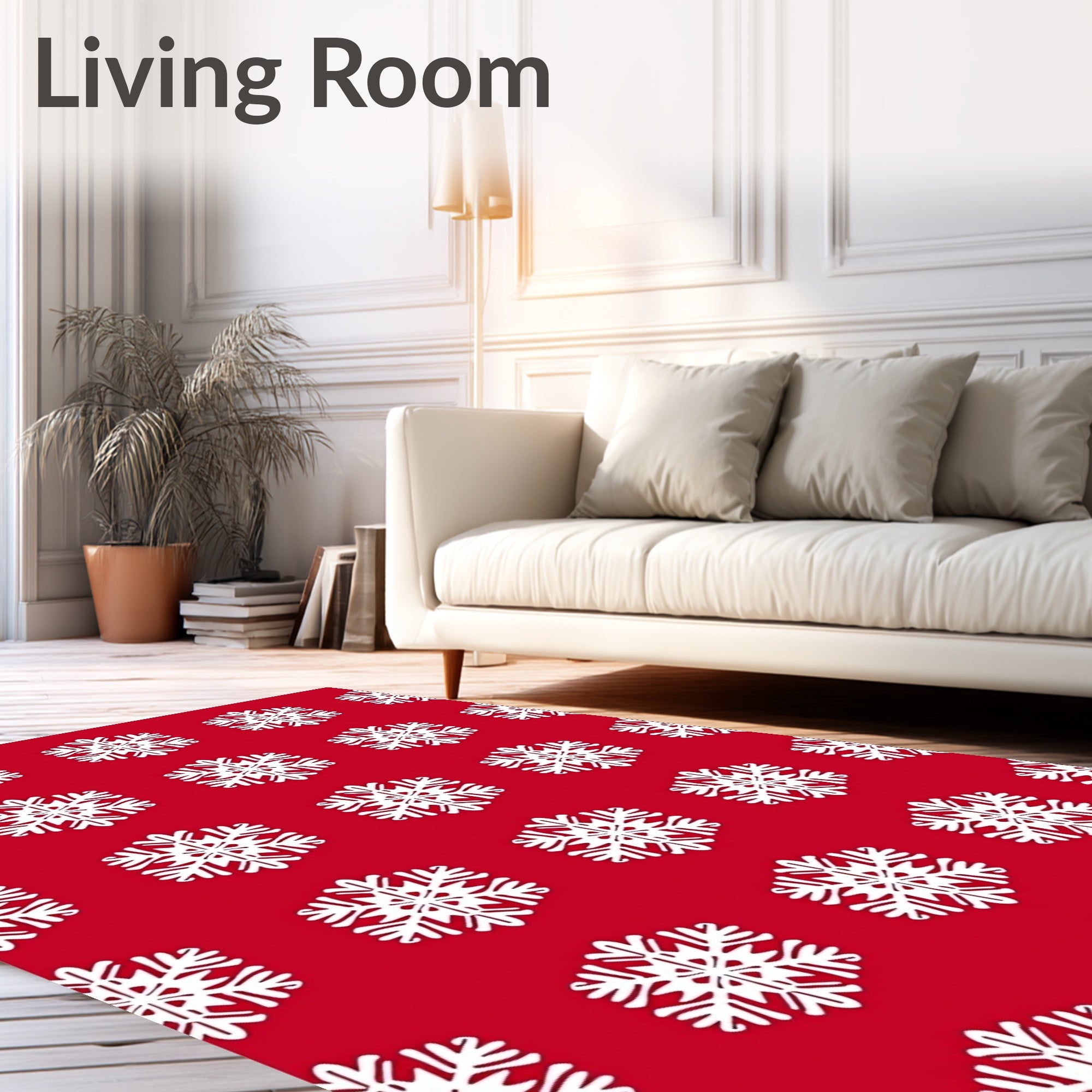 Crimson Snowflakes All Over Rug