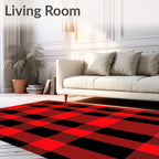 Classic Red Black Buffalo Plaid Tartan Rug