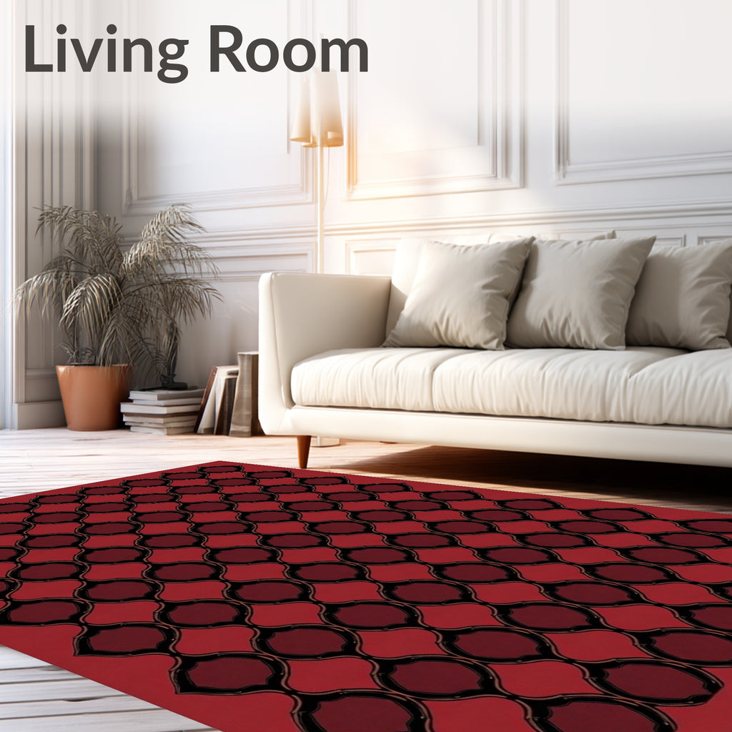 Ornate Crimson Lattice Link Rug