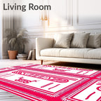 Bold Pink Egyptian Hieroglyph Rectangles Rug