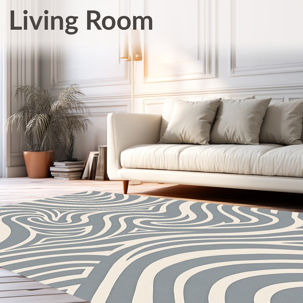 Calming Gray Swirl Abstract Rug
