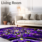 Vibrant Purple Yellow Starburst Medallion Rug