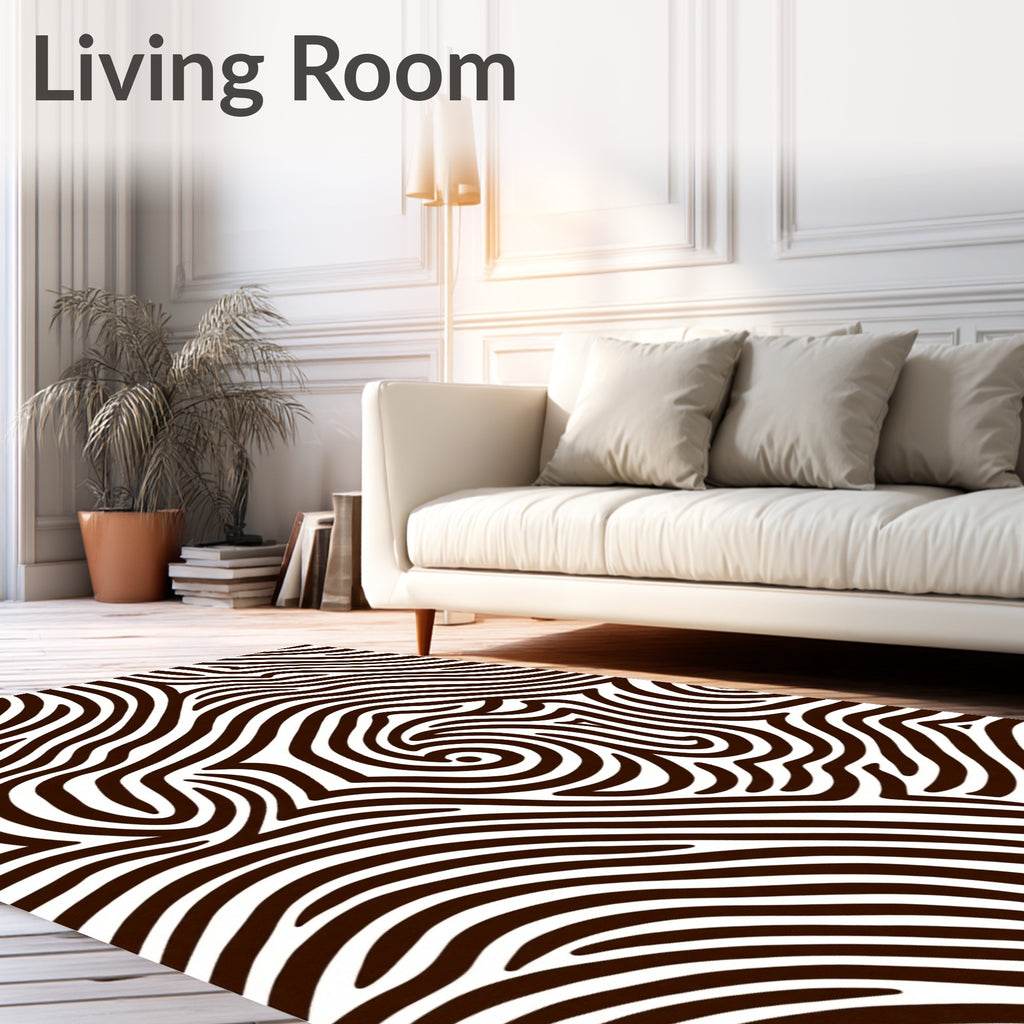 Organic Brown and White Swirl Rug