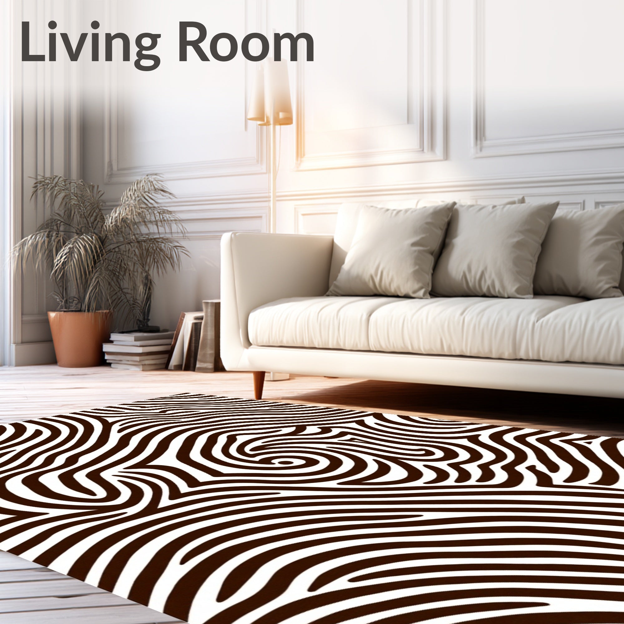 Organic Brown and White Swirl Rug