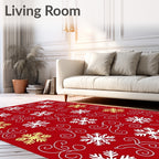 Festive Red Snowflake Swirl Repeat Rug
