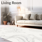 Abstract White Grey Swirls Rug