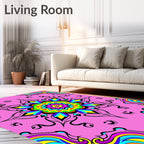 Psychedelic Pink Swirl Mandala Rug
