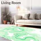 Mint Green Swirling Nebula Stars Rug