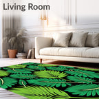 Vibrant Green Palm Frond Tropical Rug