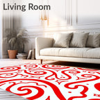 Crimson Swirls and Stars Overlay Rug