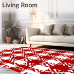 Red White Houndstooth Checkered Rug