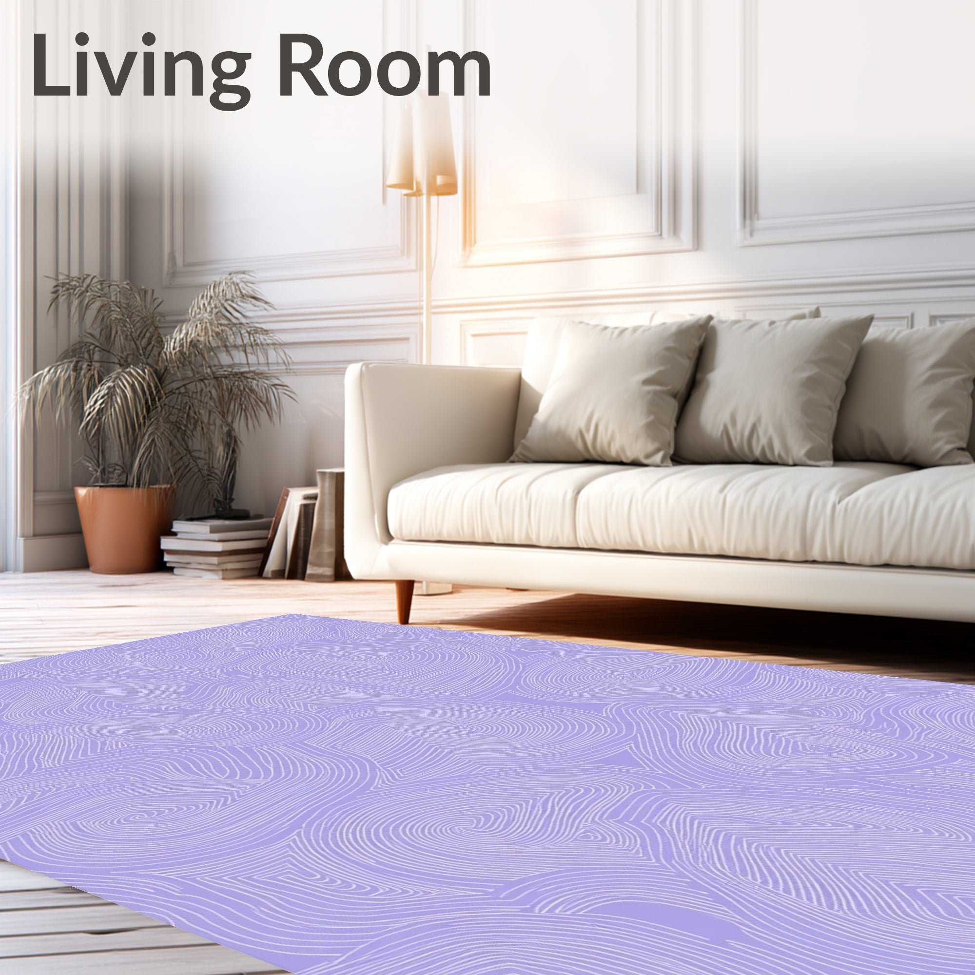 Lavender Swirl Abstract Topographical Rug