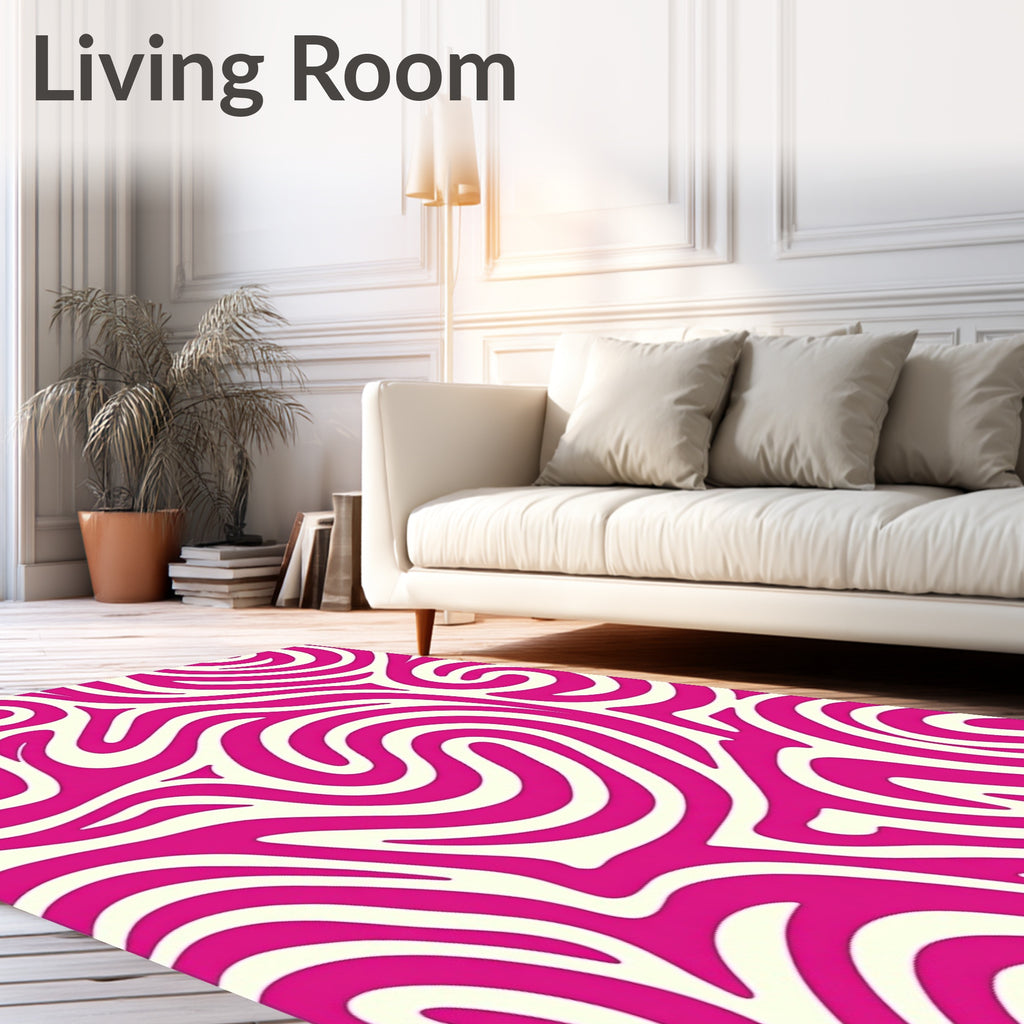 Vivid Magenta Flowing Swirls Rug