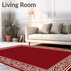 Crimson Border Scrollwork Rug