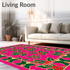 Radiant Pink Holly Berry Border Rug